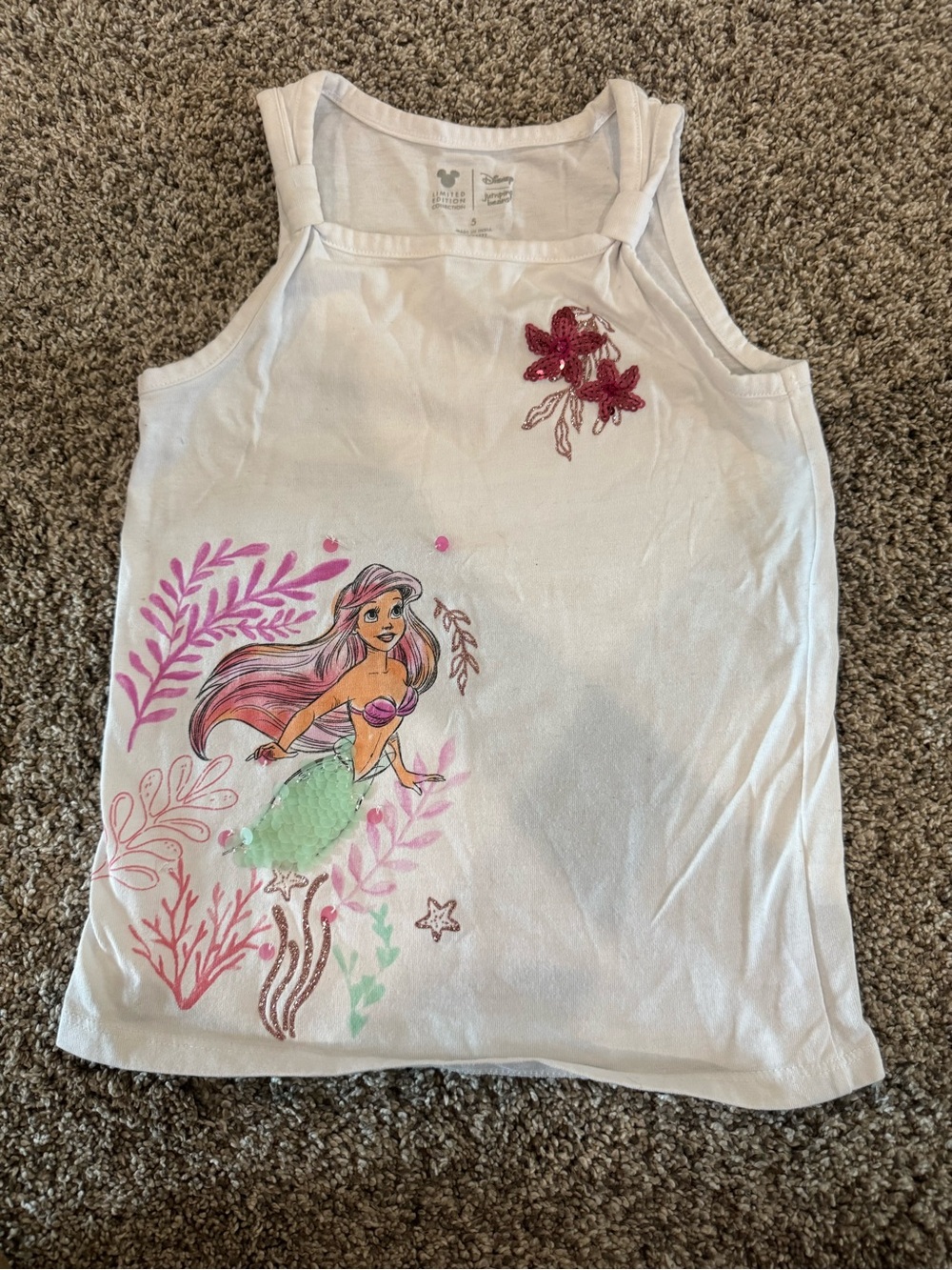 Disney White Tank Top with Little Mermaid Graphic